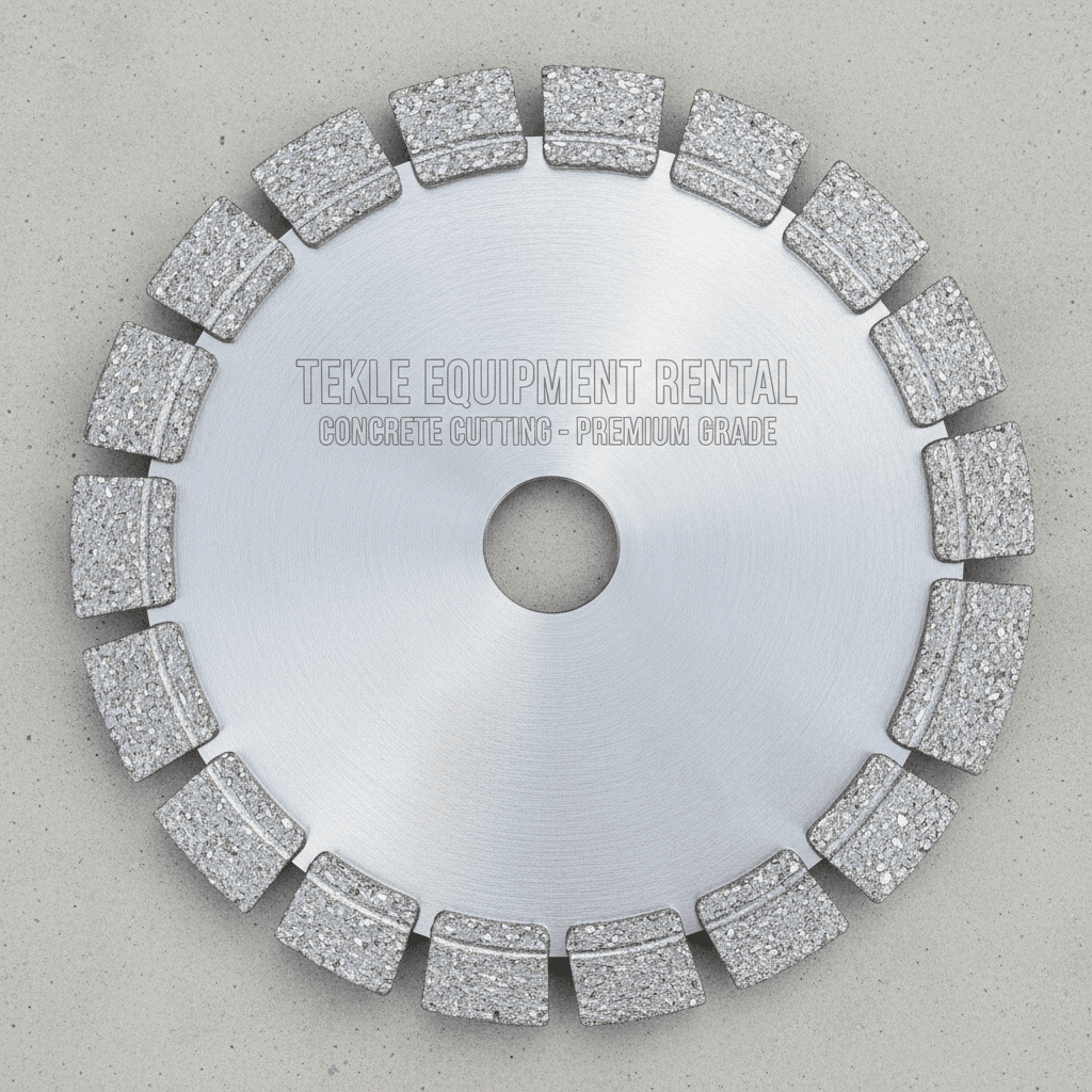 Close-up of a diamond saw blade for concrete cutting