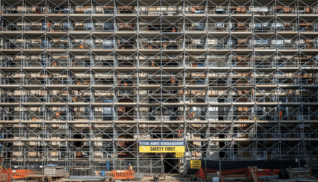 Scaffolding set up for exterior work